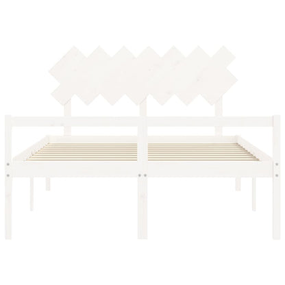 Letto per Anziani con Testiera Bianco 140x190 cm Legno Massello