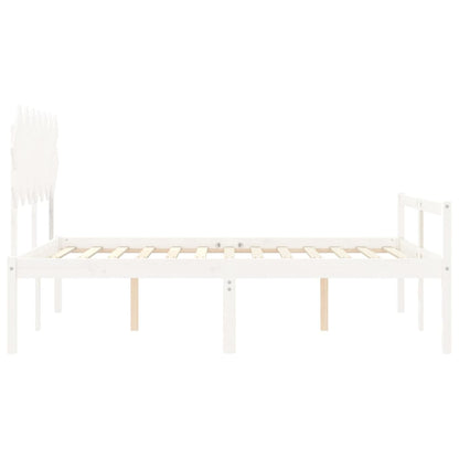 Letto per Anziani con Testiera Bianco 140x190 cm Legno Massello