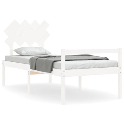 Letto per Anziani con Testiera Bianco 90x200 cm Legno Massello
