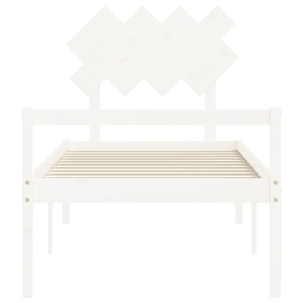 Letto per Anziani con Testiera Bianco 90x200 cm Legno Massello