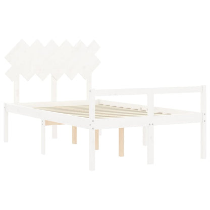 Letto per Anziani con Testiera Bianco 120x200 cm Legno Massello