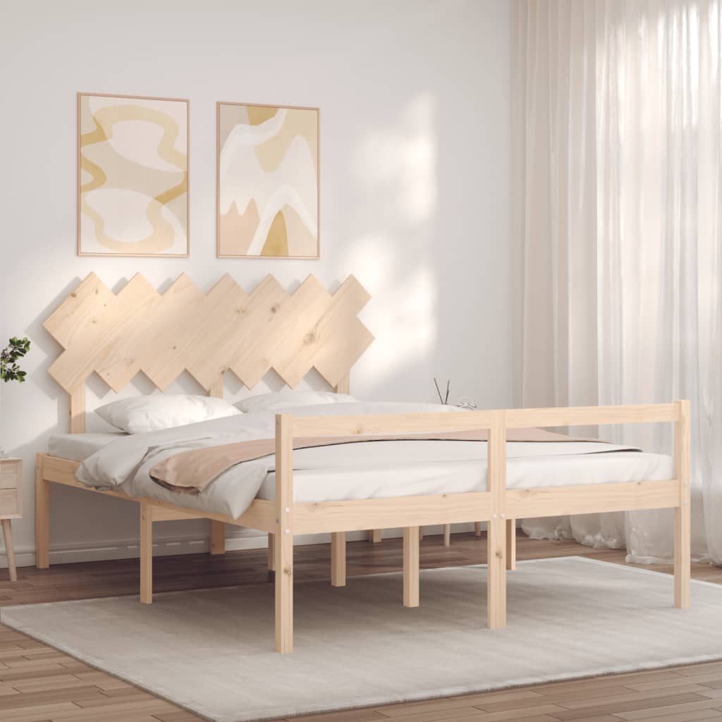 Letto per Anziani con Testiera 140x200 cm in Legno Massello