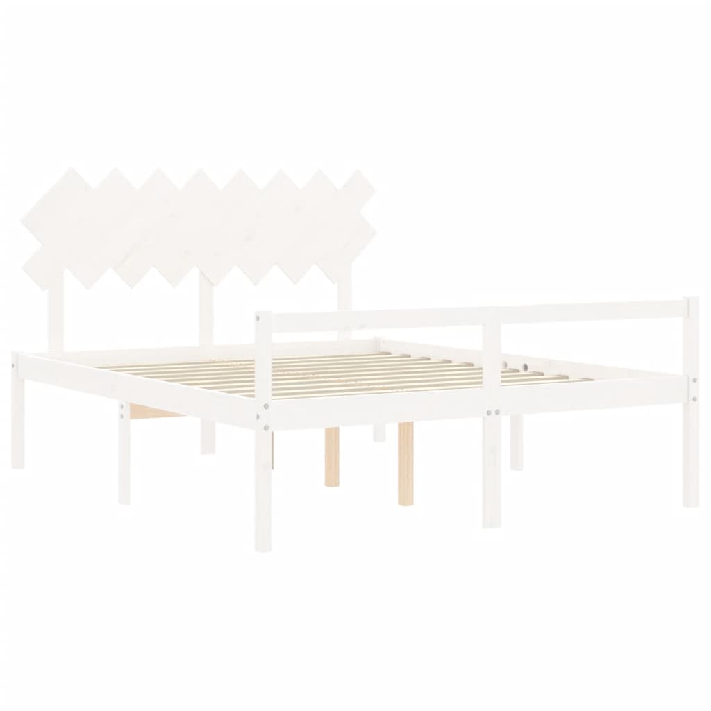 Letto per Anziani con Testiera Bianco 160x200 cm Legno Massello