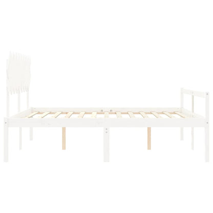 Letto per Anziani con Testiera Bianco Super King Legno Massello