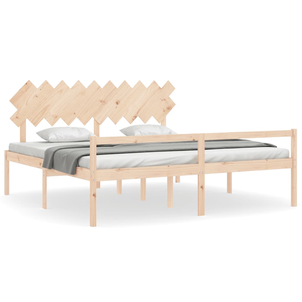 Letto per Anziani con Testiera 200x200 cm in Legno Massello