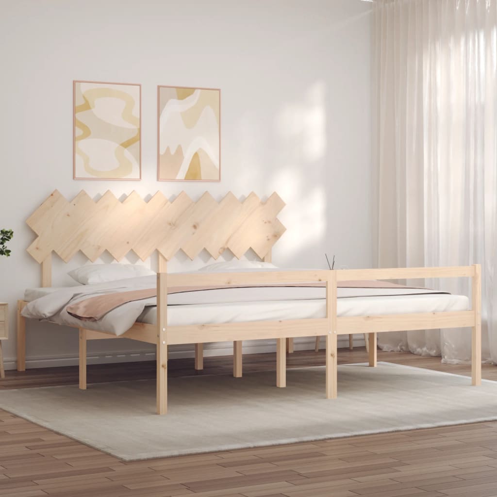Letto per Anziani con Testiera 200x200 cm in Legno Massello