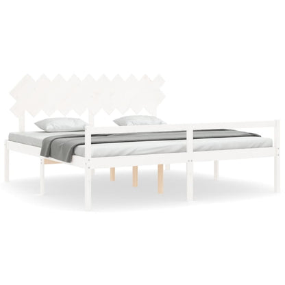 Letto per Anziani con Testiera Bianco 200x200 cm Legno Massello