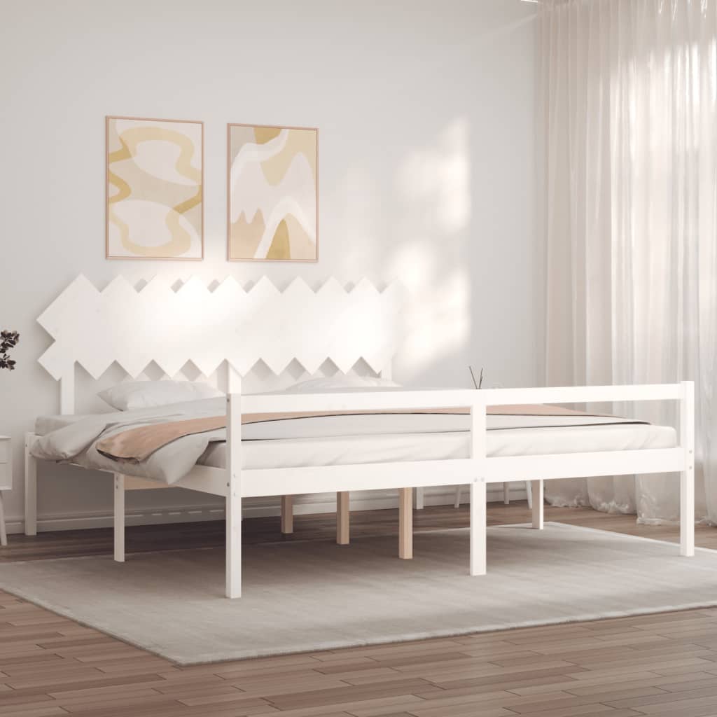 Letto per Anziani con Testiera Bianco 200x200 cm Legno Massello
