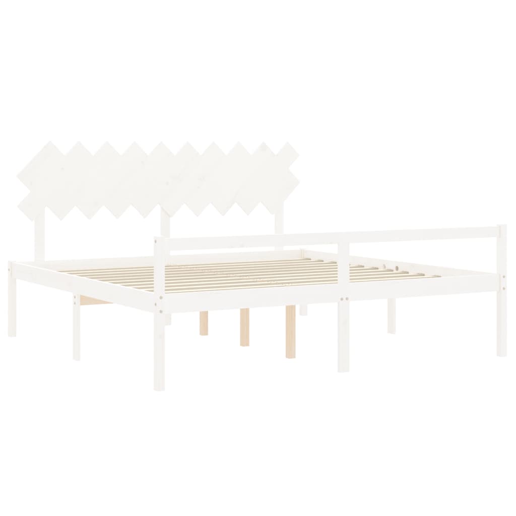 Letto per Anziani con Testiera Bianco 200x200 cm Legno Massello