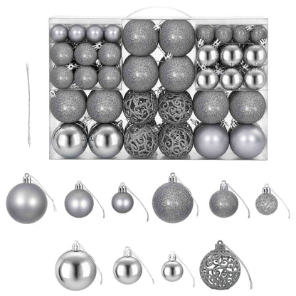 Palline di Natale 100 pz Grigie 3 / 4 / 6 cm