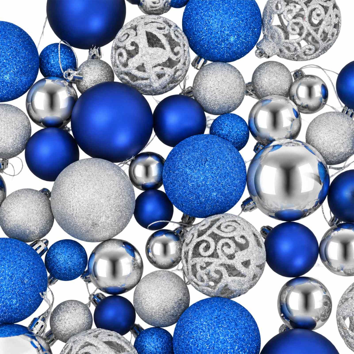 Palline di Natale 100 pz Blu e Argento 3 / 4 / 6 cm