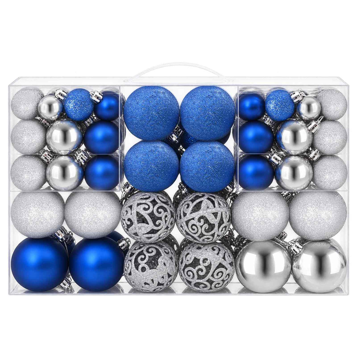 Palline di Natale 100 pz Blu e Argento 3 / 4 / 6 cm
