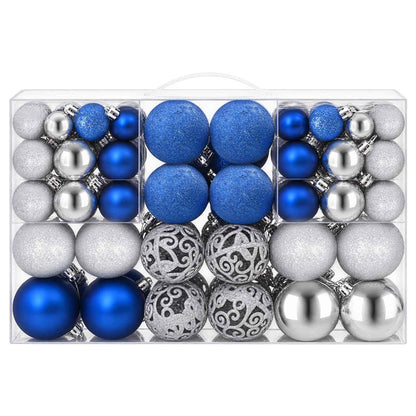 Palline di Natale 100 pz Blu e Argento 3 / 4 / 6 cm