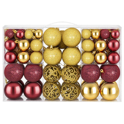 Palline di Natale 100 pz Oro e Rosso Vino 3 / 4 / 6 cm