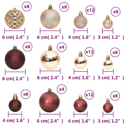 Palline di Natale 100 pz Champagne e Marrone 3 / 4 / 6 cm | homemem39