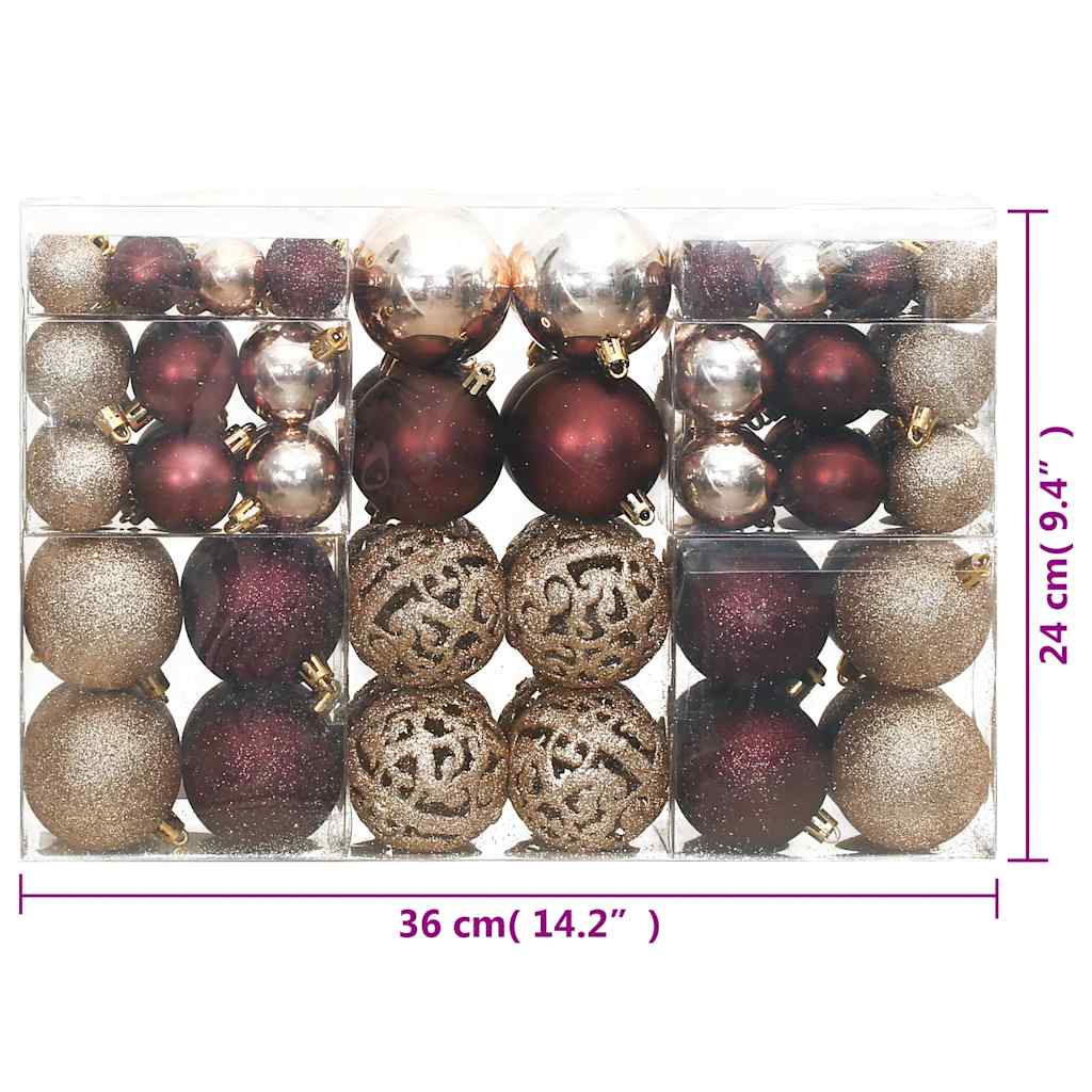 Palline di Natale 100 pz Champagne e Marrone 3 / 4 / 6 cm | homemem39