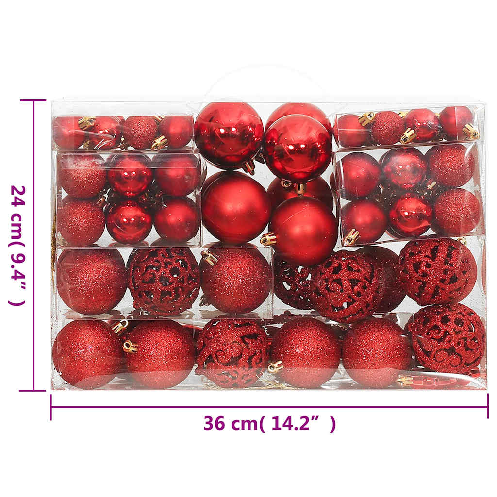 Set Palline di Natale 111 pz Rosso in Polistirene | homemem39