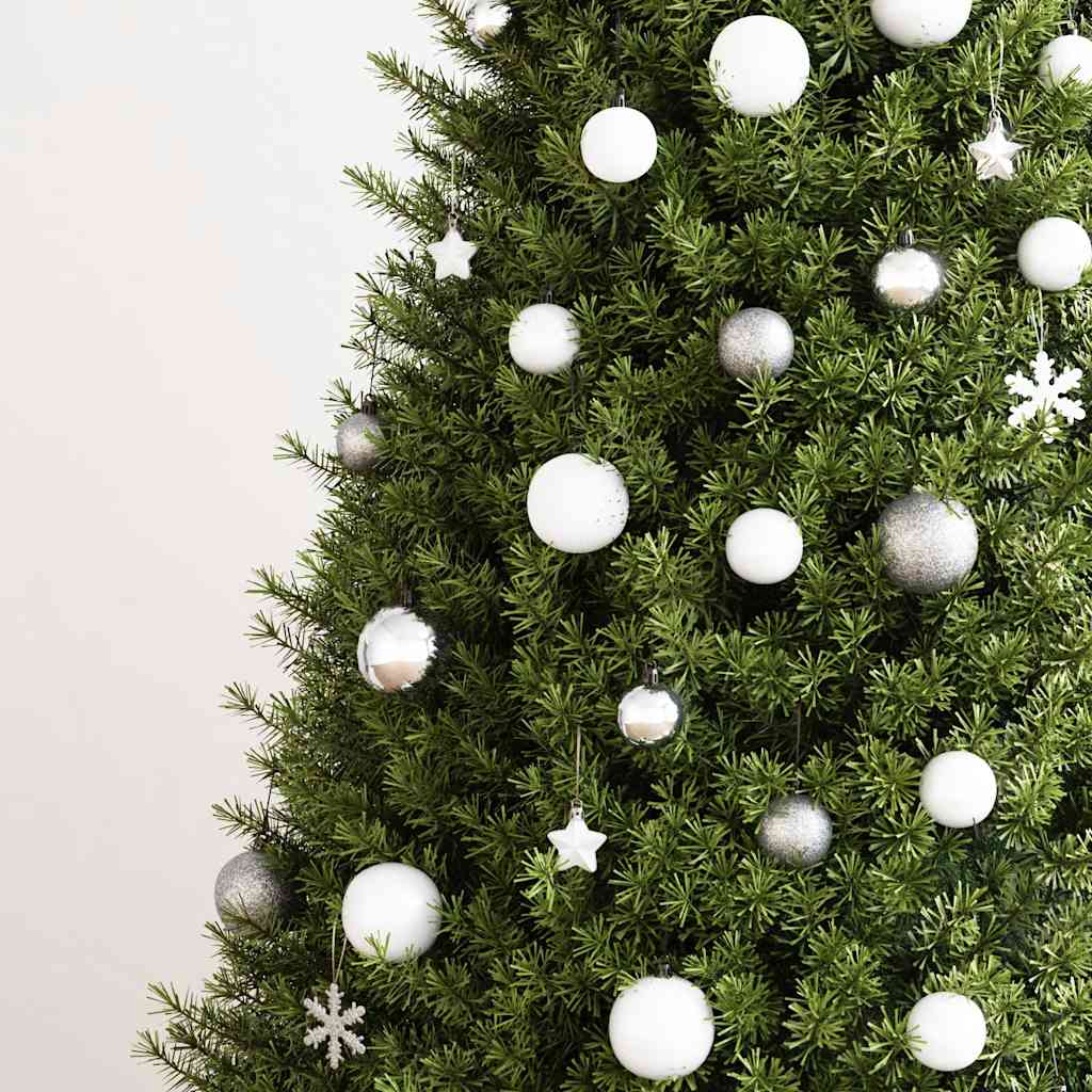 Set Palline di Natale 111 pz Bianco e Grigio in Polistirene | homemem39