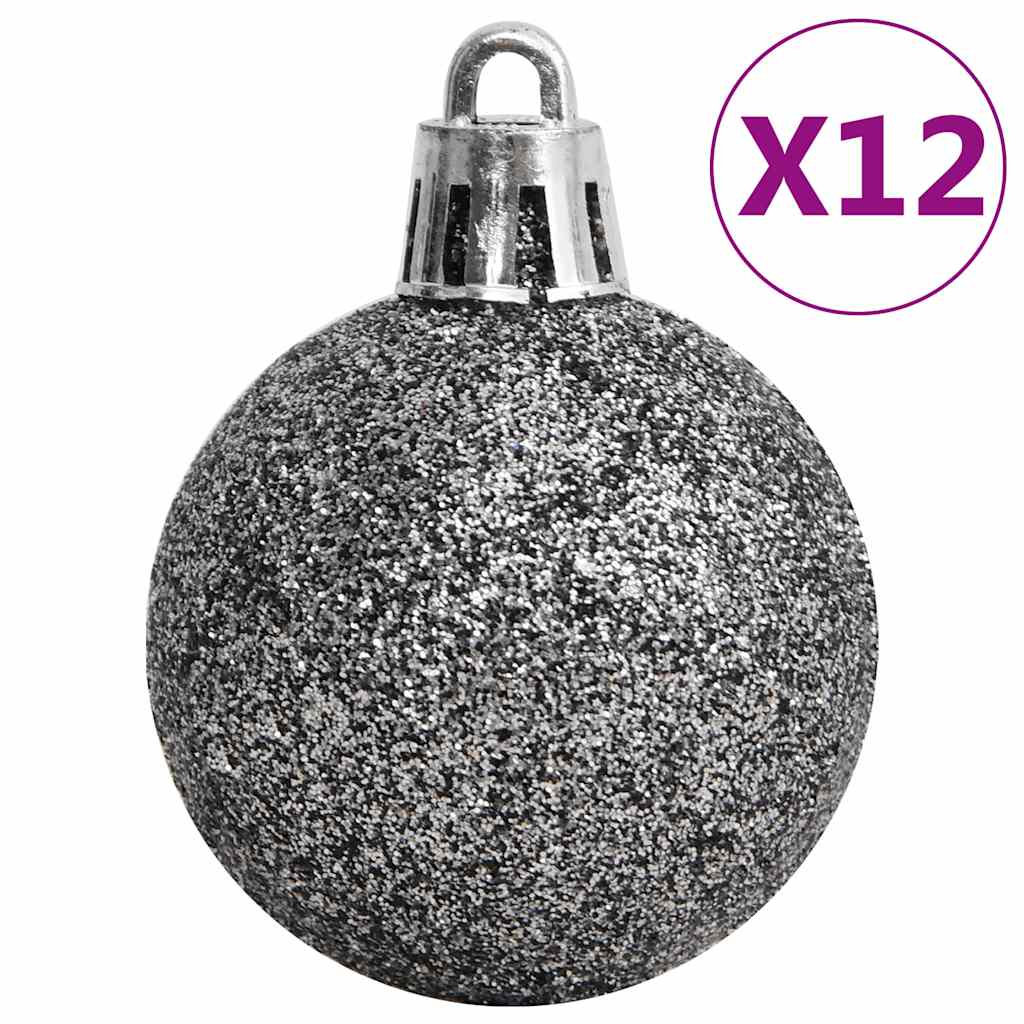 Set Palline di Natale 111 pz Bianco e Grigio in Polistirene | homemem39