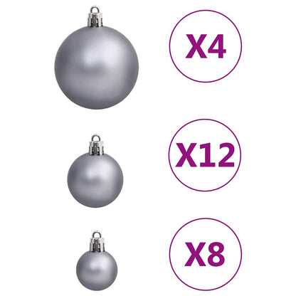Set Palline di Natale 111 pz Bianco e Grigio in Polistirene | homemem39