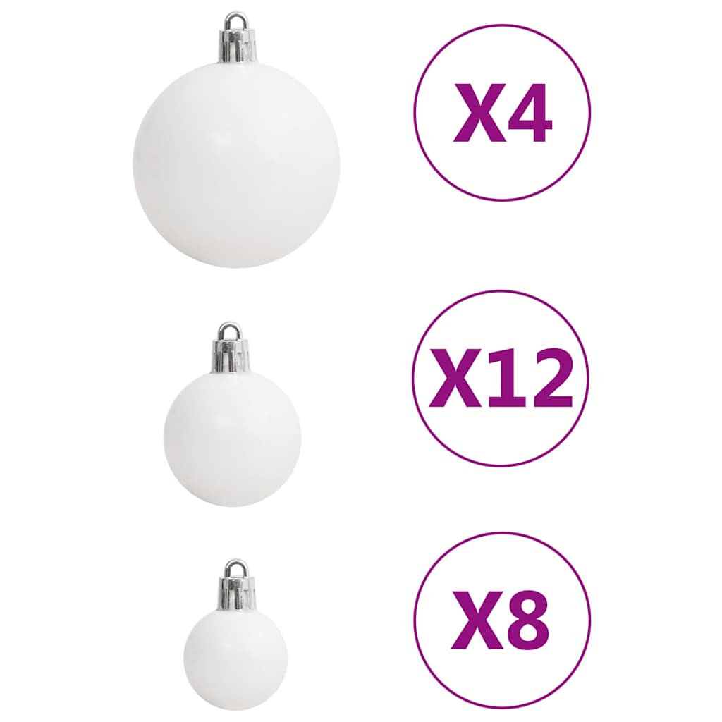 Set Palline di Natale 111 pz Bianco e Grigio in Polistirene | homemem39
