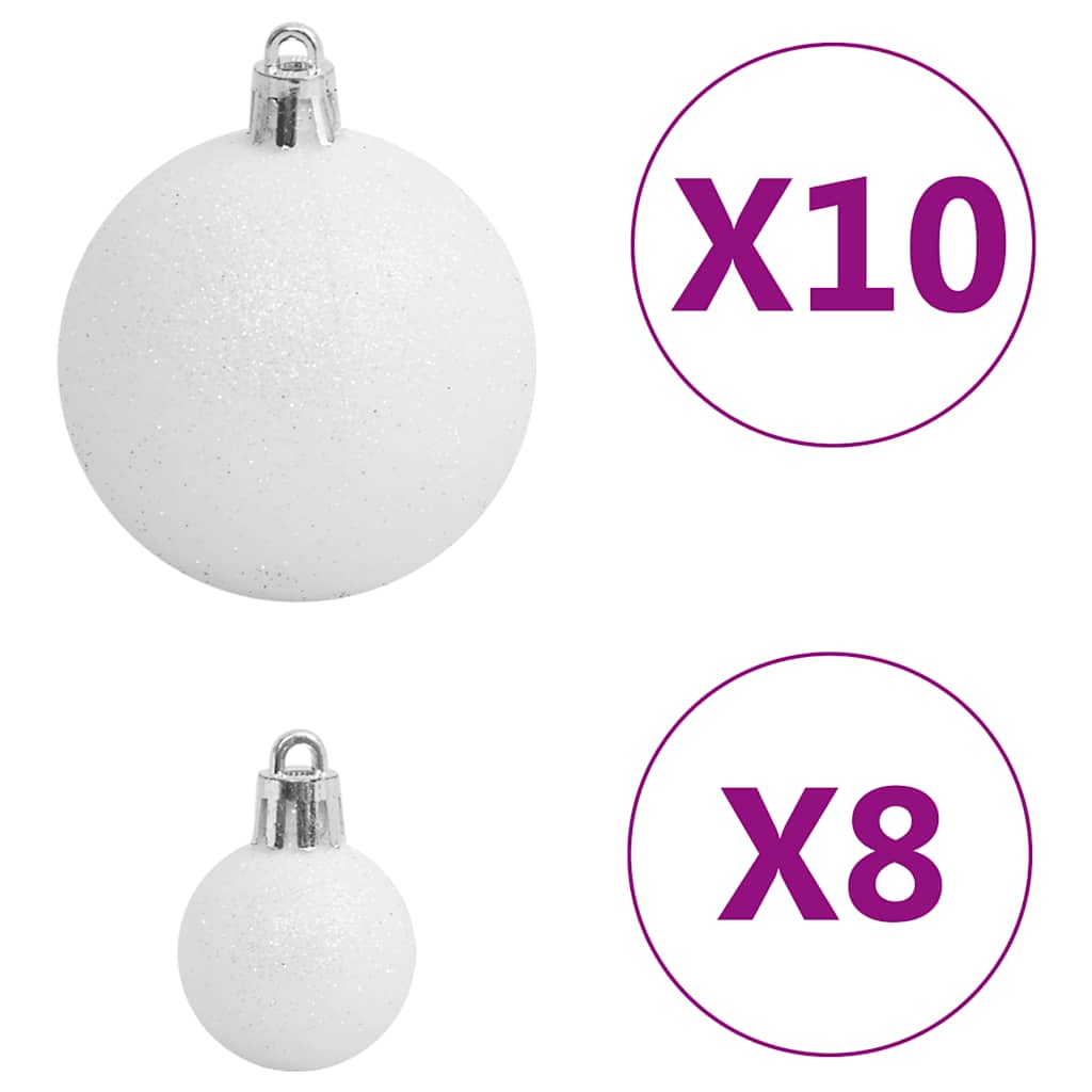 Set Palline di Natale 111 pz Bianco e Grigio in Polistirene | homemem39