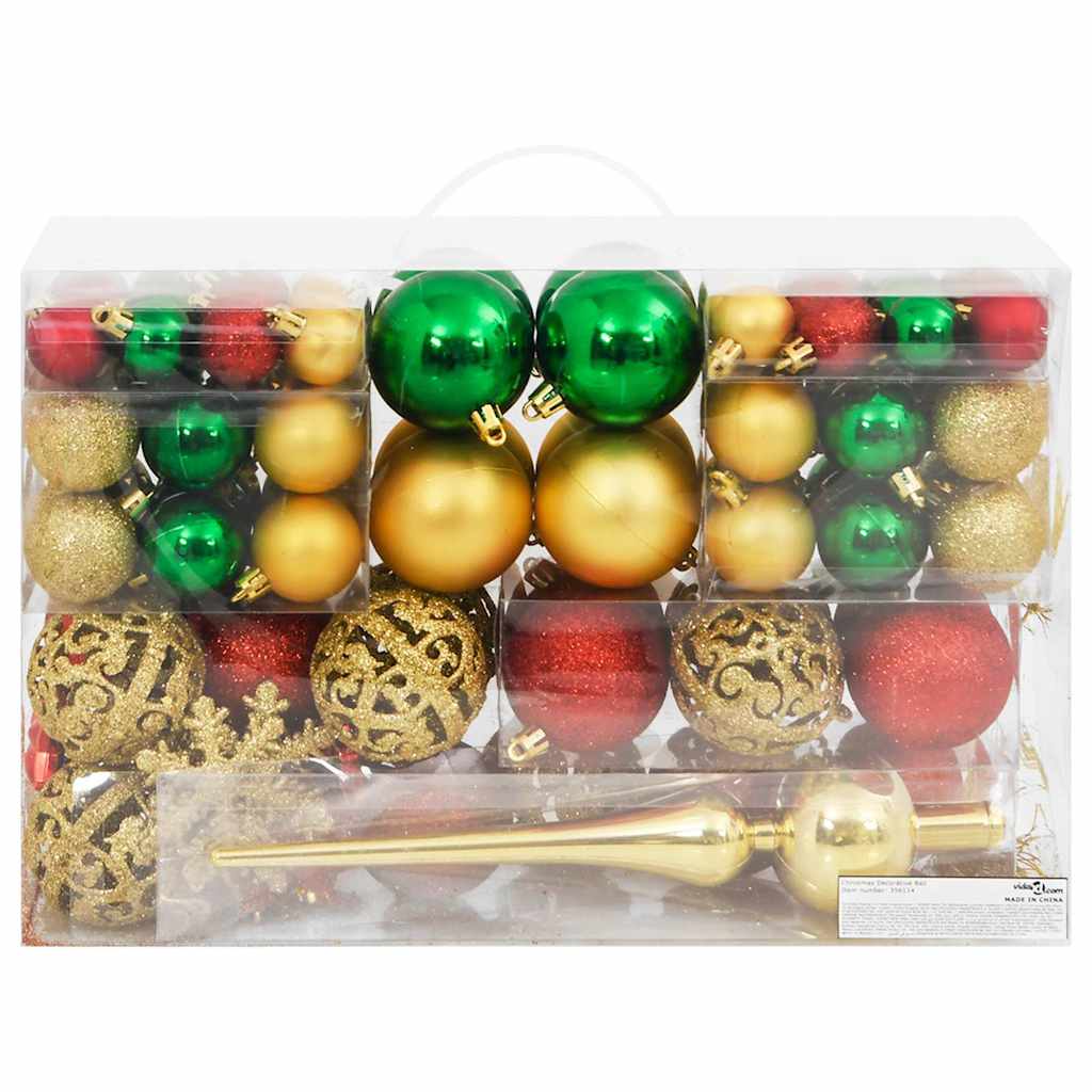 Set Palline di Natale 112 pz Rosso / Verde / Oro in Polistirene