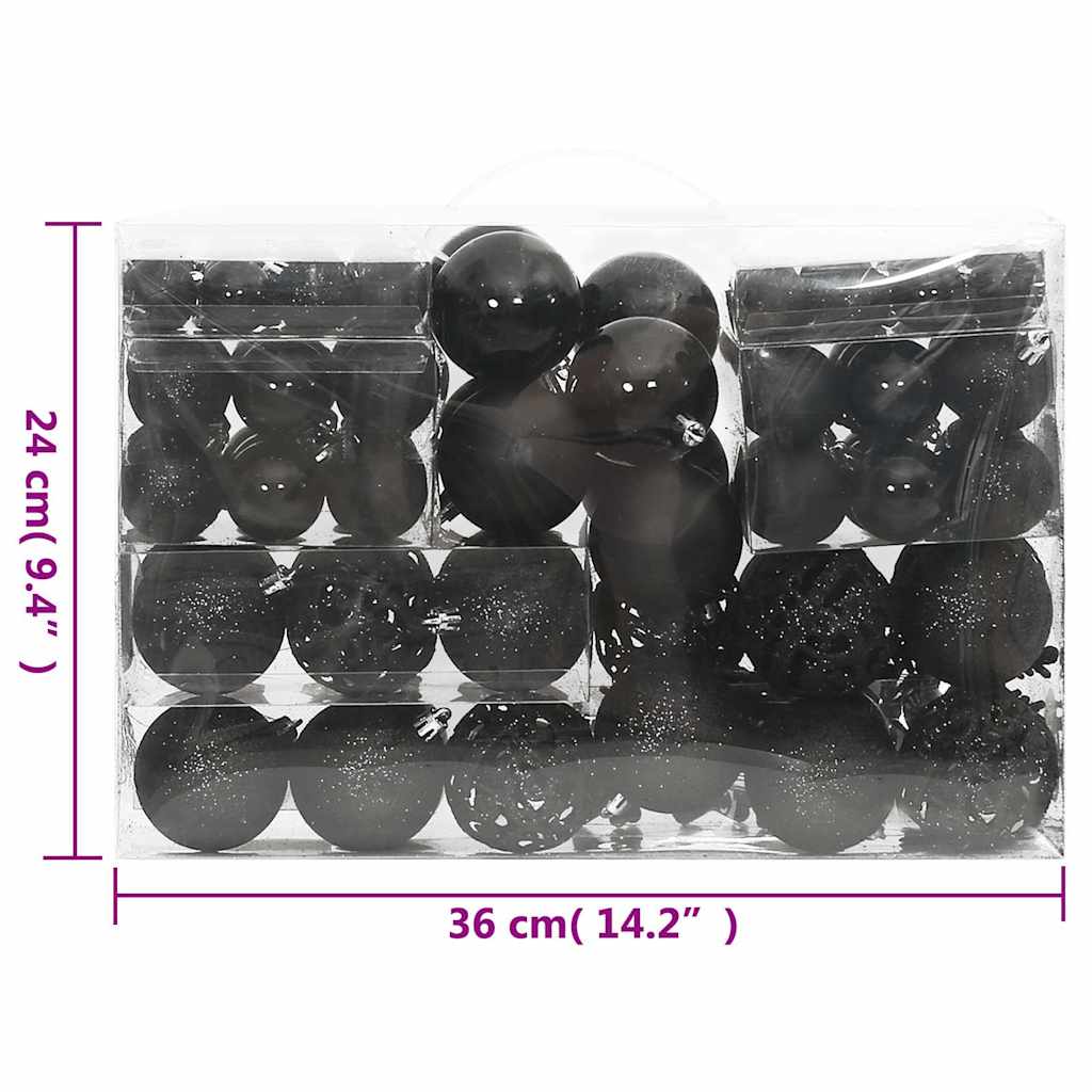 Set Palline di Natale 111 pz Nero in Polistirene | homemem39