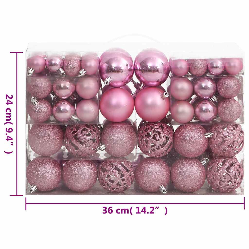 Set Palline di Natale 111 pz Rosa in Polistirene | homemem39