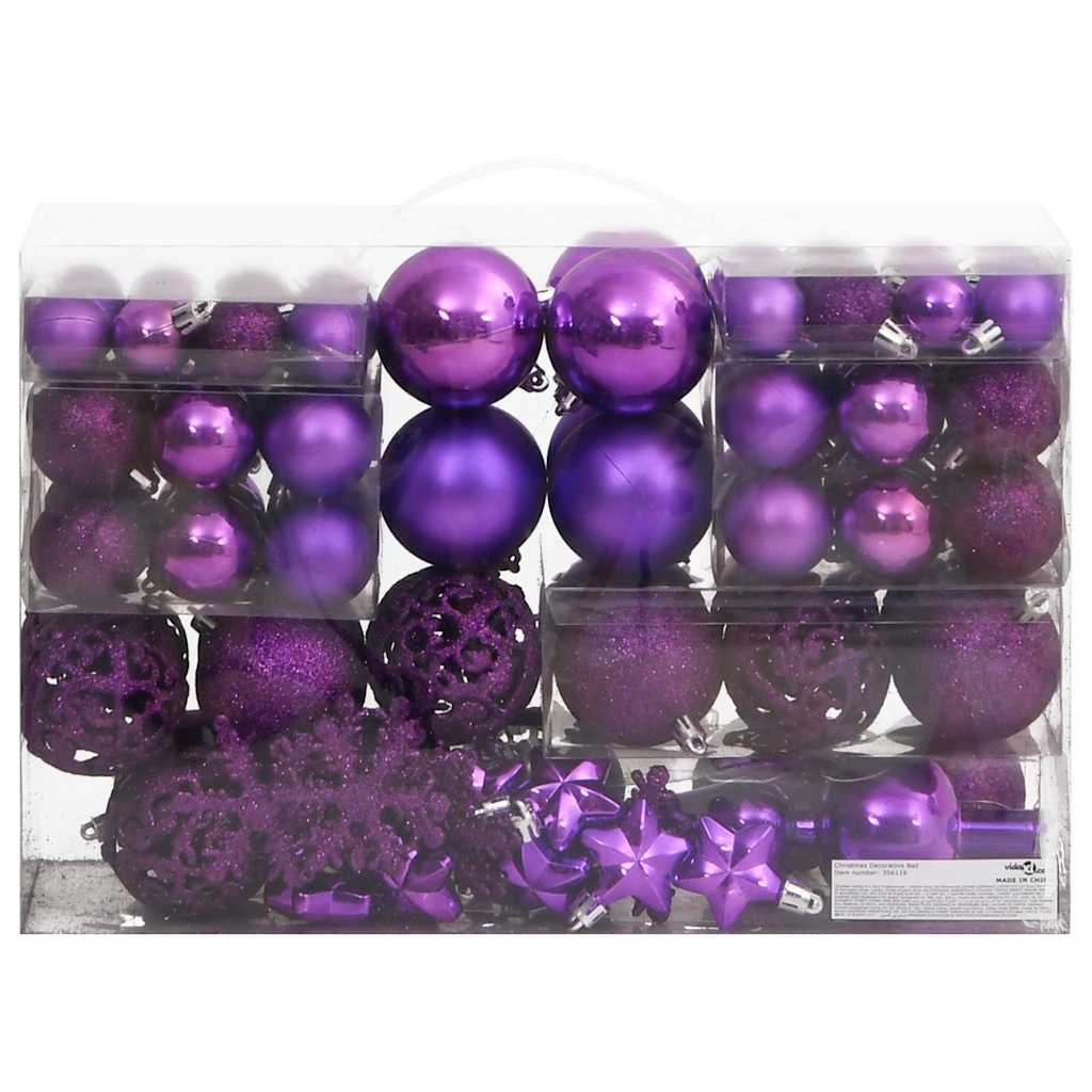 Set Palline di Natale 111 pz Viola in Polistirene | homemem39