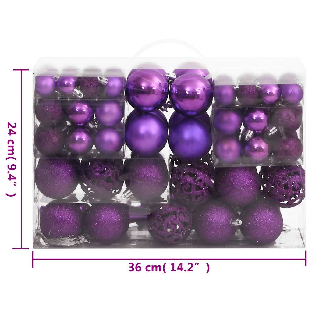 Set Palline di Natale 111 pz Viola in Polistirene | homemem39