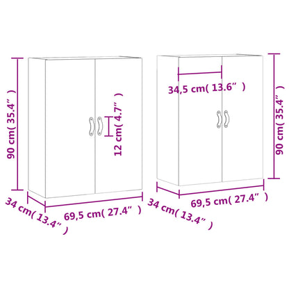 Mobili a Parete 2 pz Grigio Cemento 69,5x34x90 cm