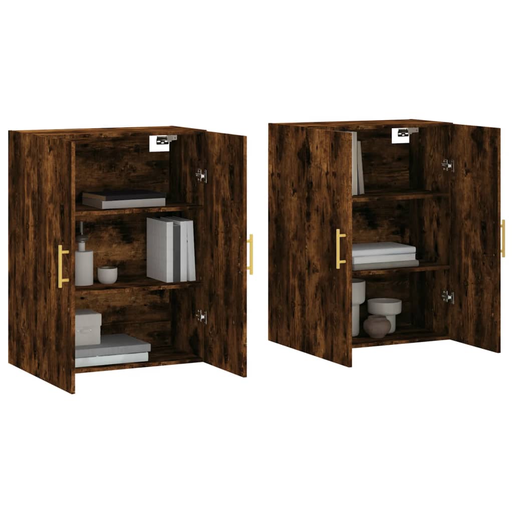 Mobili a Parete 2 pz Rovere Fumo 69,5x34x90 cm