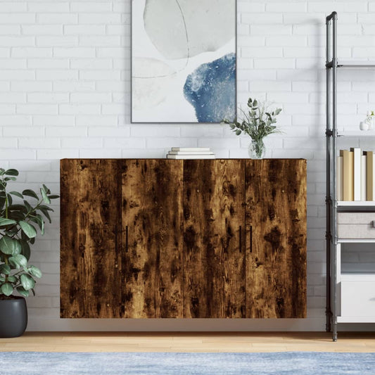 Mobili a Parete 2 pz Rovere Fumo 69,5x34x90 cm | homemem39