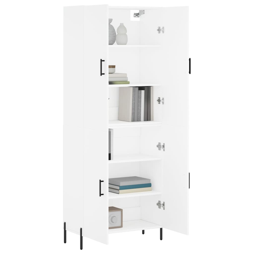 Credenza Bianca 69,5x34x180 cm in Legno Multistrato