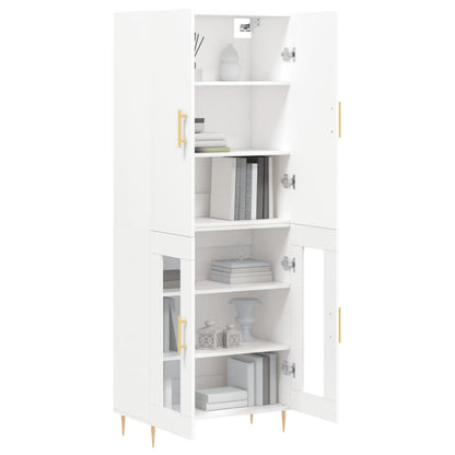 Credenza Bianca 69,5x34x180 cm in Legno Multistrato