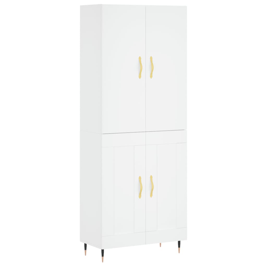 Credenza Bianca 69,5x34x180 cm in Legno Multistrato