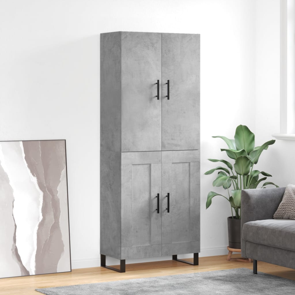 Credenza Grigio Cemento 69,5x34x180 cm in Legno Multistrato