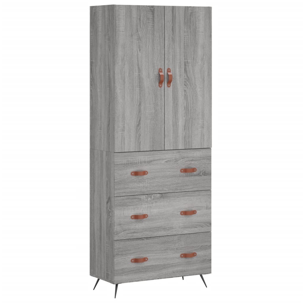 Credenza Grigio Sonoma 69,5x34x180 cm in Legno Multistrato