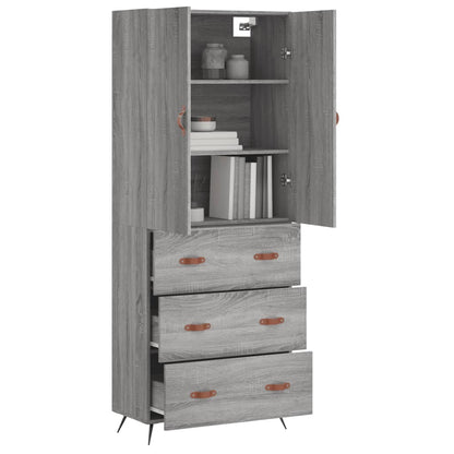 Credenza Grigio Sonoma 69,5x34x180 cm in Legno Multistrato