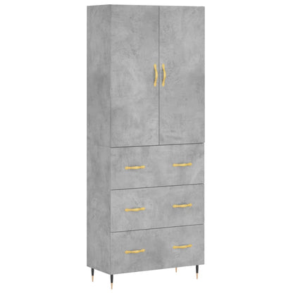 Credenza Grigio Cemento 69,5x34x180 cm in Legno Multistrato
