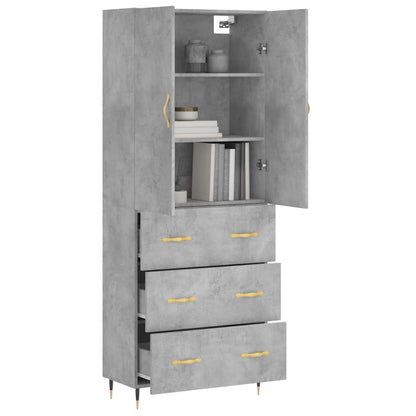 Credenza Grigio Cemento 69,5x34x180 cm in Legno Multistrato