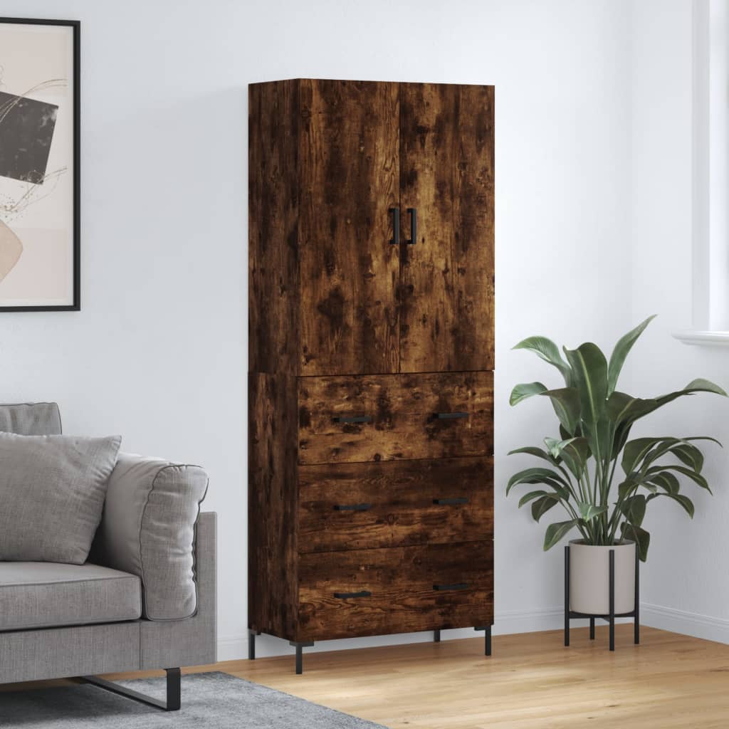 Credenza Rovere Fumo  69,5x34x180 cm in Legno Multistrato