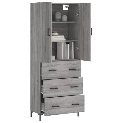 Credenza Grigio Sonoma 69,5x34x180 cm in Legno Multistrato