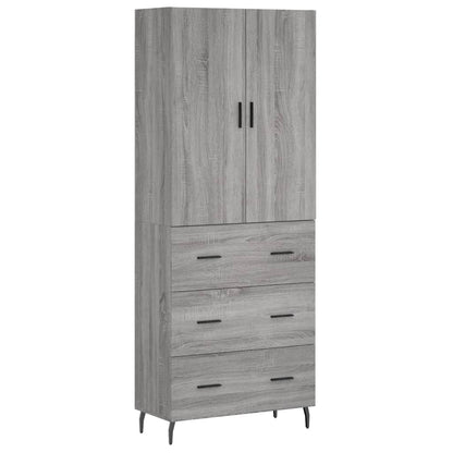 Credenza Grigio Sonoma 69,5x34x180 cm in Legno Multistrato