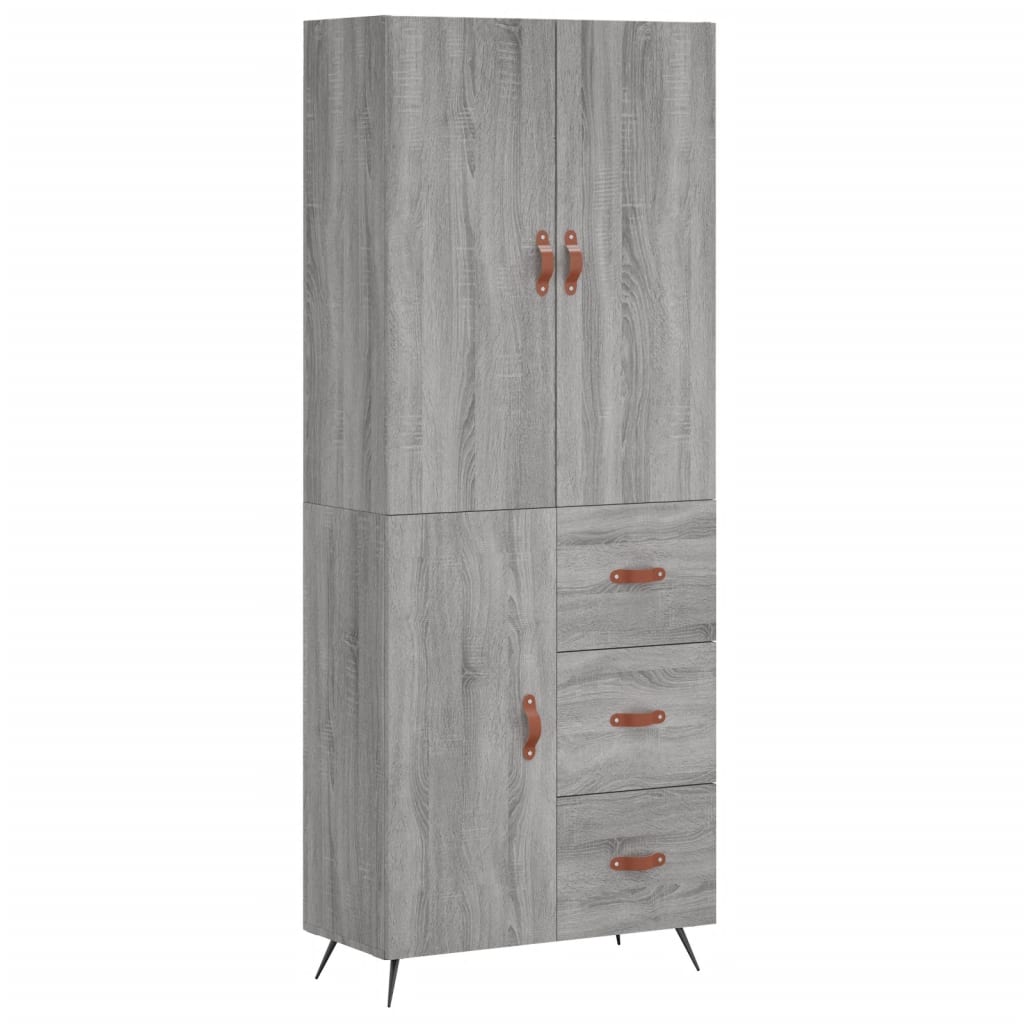 Credenza Grigio Sonoma 69,5x34x180 cm in Legno Multistrato