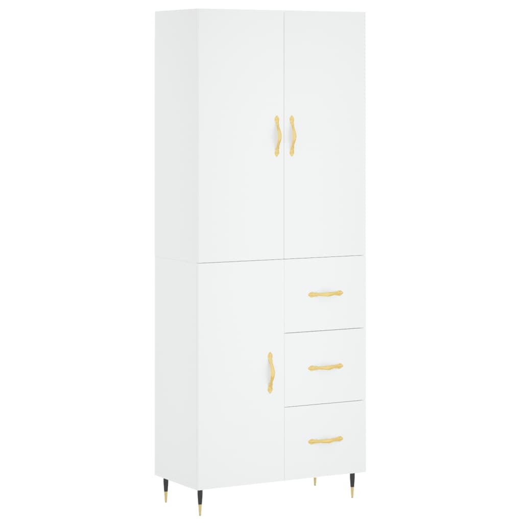 Credenza Bianca 69,5x34x180 cm in Legno Multistrato