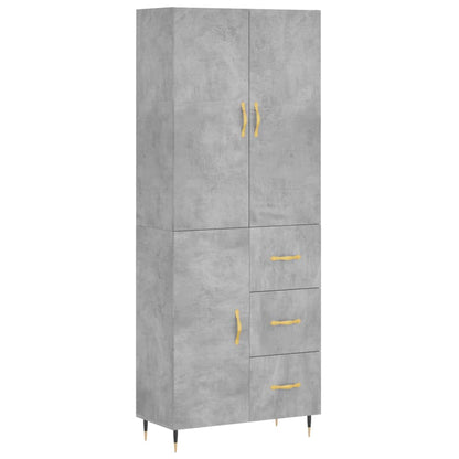 Credenza Grigio Cemento 69,5x34x180 cm in Legno Multistrato