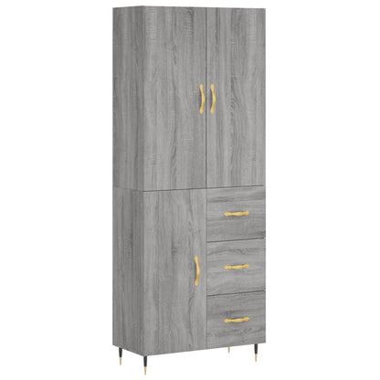 Credenza Grigio Sonoma 69,5x34x180 cm in Legno Multistrato