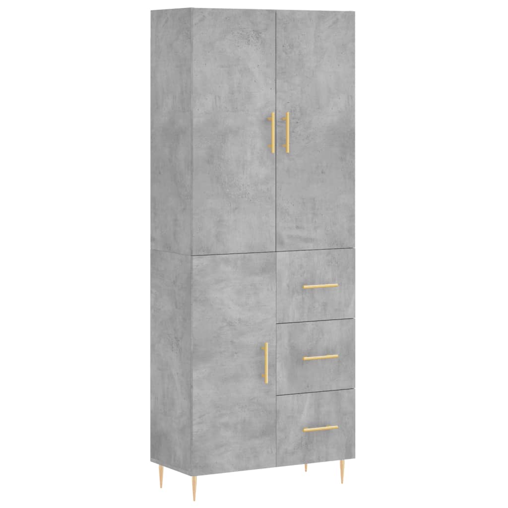 Credenza Grigio Cemento 69,5x34x180 cm in Legno Multistrato